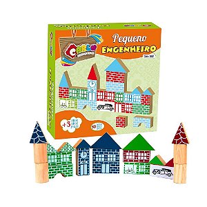 Brinquedo Educativo Pequeno Engenheiro Em Mdf Com 50 Peças . - Carlu