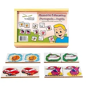 Jogo Infantil Memória Educativa Português/Inglês 40 Peças