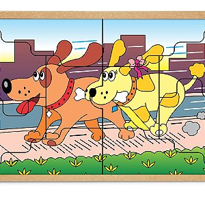 Quebra Cabeça Casal Cachorros - Carlu Brinquedos Pedagógicos