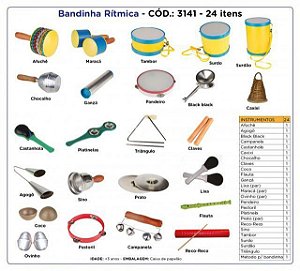 Brinquedo Educativo Bandinha Rítmica 24 Instrumentos Musicais - CARLU