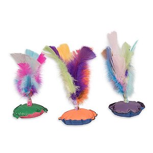 Kit 25 Petecas com Penas Coloridas 18x9cm Criança Infantil