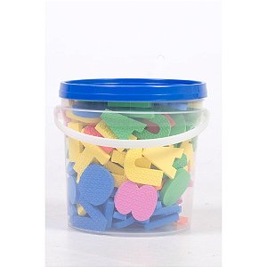 Balde Com 152 Letras, Números e Sinais Em Eva