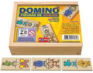 Daré - Jogo de Dominó de Madeira Brinque e Leia Tema Animais Com 28 Peças -  Ref 31056