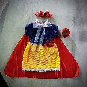 Vestido de Crochê Infantil Branca de Neve