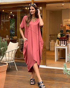 Vestido Frizo Califórnia - Telha