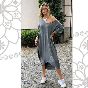 Vestido Frizo Califórnia- Cinza