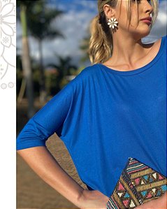 Blusa Ampla manga curta Azul