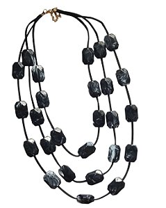 Colar Hexagone 3 voltas - preto