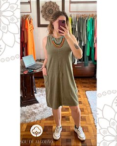 Vestido Salvador Verde Stone 100% Algodão