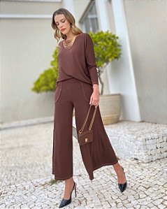 Conjunto Ibiza Mg Longa Marrom