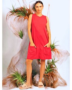 Vestido Joaquina Cereja 100% Algodão