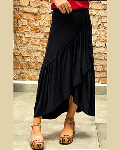 Saia Pareô 2 em 1 c/ babado - preto