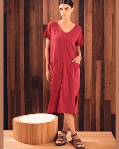 Vestido Recife - 100%algodão- Cereja