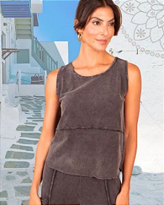 Regata Amsterdã 100% algodão - Preto stone