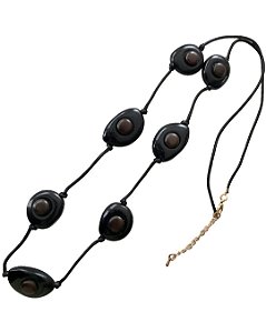 Colar Longo Jurerê Resina Colorida 80cm - Preto