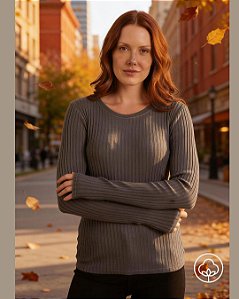 Blusa Ana Algodão Básica - cinza grafite