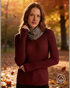 Blusa Ana Algodão Básica - vinho merlot