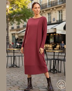 Vestido Campinas Algodão Vinho Merlot