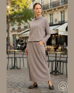 Saia Longa Dublin Algodão Cinza