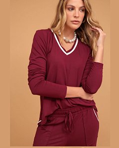 Conjunto Genova Vinho em Viscose Confortável