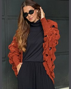 Casulo Vermon Cardigan Tricô Moderno - Terracota