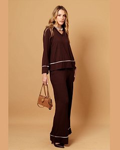 Conjunto Mônaco Marrom em Viscose com Elastano
