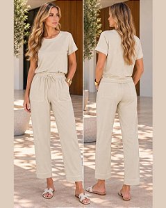 Conjunto Lion Areia - Malha Viscose Elastano
