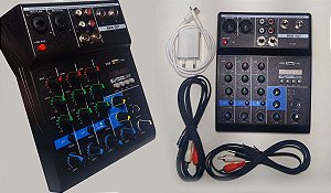 Mesa de Som - 2 Canais / Balanceada e P10 + 2 Cabos RCA/P2