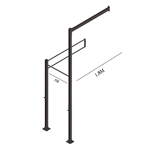 Rack Parede 1 Módulo com Suporte para Argolas - Coluna 60mm x 60mm