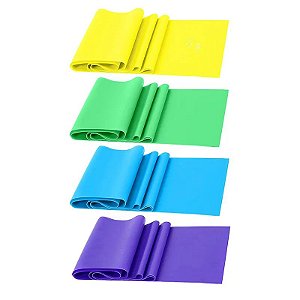 Kit faixas elásticas Theraband com 4 tensões - Leve/médio/forte/extraforte