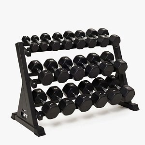 Conjunto Nike Dumbbell Sextavados Cromados 5-50lb (pares) + Expositor Rack