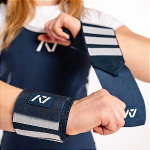 Munhequeira A7 Wrist Wraps azul com branco - par