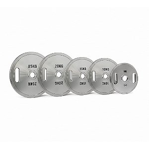 Kit 140kg Anilhas de Aço Cromadas Calibradas com pegada