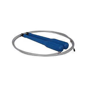 Corda de Pular Rápida Iron Wod Preto - Manopla cor Azul / Fio Cinza