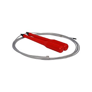 Corda de Pular Rápida Iron Wod - Manopla cor Vermelho / Fio Cinza