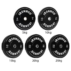 Kit 150kg Anilhas Olímpicas Iron Wod Cor Preto com Grip - Modelo Hyrox / Crossfit