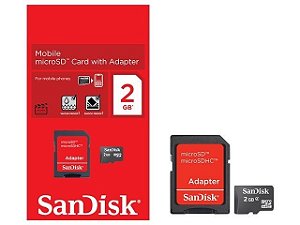 Cartão de Memória Micro SD 2GB - SanDisk 2 em 1