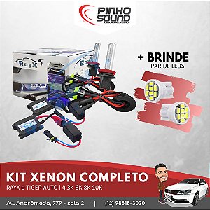 Kit Xenon Rayx com Par de Lâmpadas e Par de Reatores + BRINDE (Par de Pingos T10)