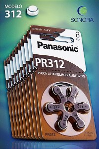 Panasonic PR312 / PR41 - 10 Cartelas - 60 Baterias para Aparelho Auditivo