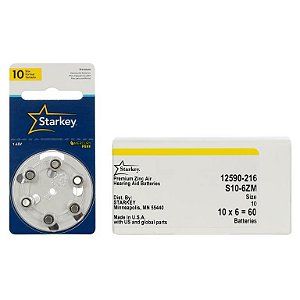 Starkey S10 / PR70 - 10 Cartelas - 60 Baterias para Aparelho Auditivo