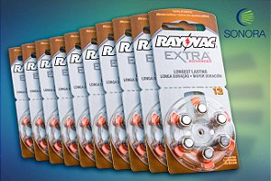 Rayovac 13 / PR48 - 10 Cartelas - 60 Baterias para Aparelho Auditivo