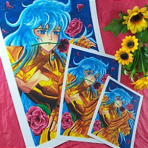 Pôster Print Cartão Afrodite de Peixes - Saint Seya - Cavaleiros do Zodíaco - Fanart em Aquarela