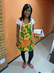 Kit Avental de Chita e Pano de Prato