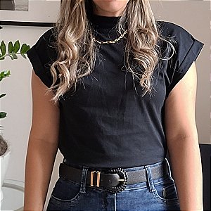 Blusa Feminina Gola Alta Preta