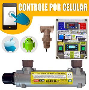 Aquecedor e Ionizador Automático de Piscina (capacidade de até 30.000 litros) HIDROHOT - LIGA/DESLIGA Via APP