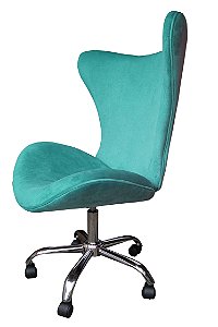 Poltrona Mini Egg Giratória com estrela cromada, rodízios anti-risco e regulagem de altura. Lv Estofados