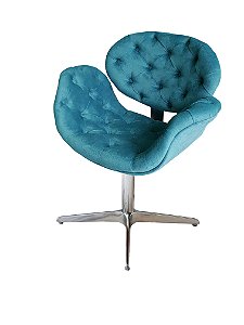 Cadeira Tulipa Capitonê com base 4 pontas em alumínio e regulagem de altura. Lv Estofados
