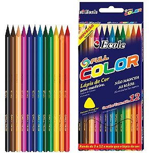 Lápis Full Color Triangular Com 12 Cores - Ecole