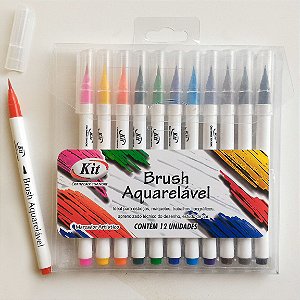 Marcadores Artísticos Brush Aquareláveis 12 cores