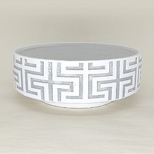 Vaso Cerâmica Branco e Cinza